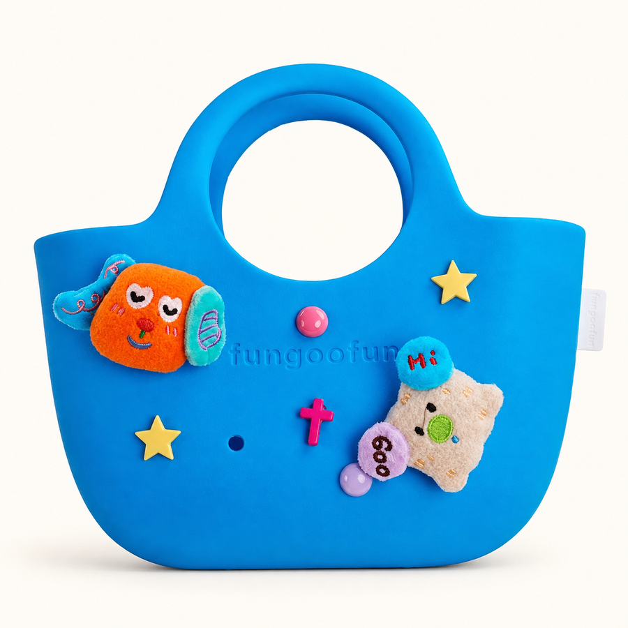 Sac LOOPY bleu personnalisé avec des charms colorés