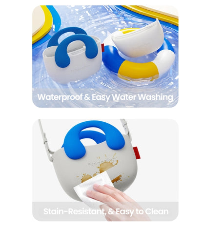 Le DUCKY mini sac cabas rond Fungoofun coloris Blanc/Bleu - packshot