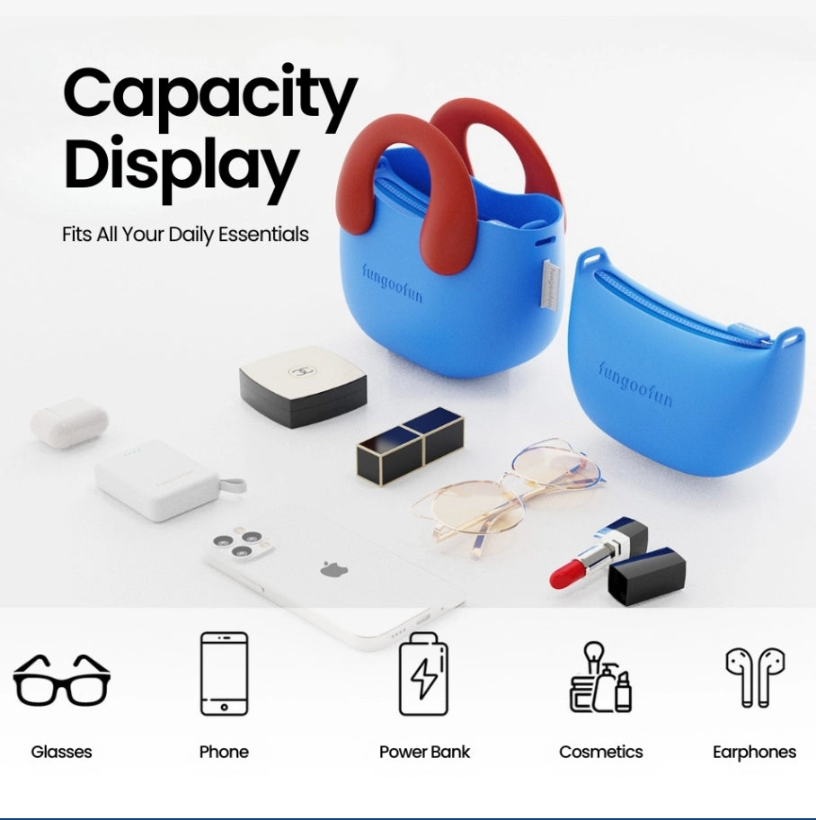 Le DUCKY mini sac cabas rond Fungoofun coloris Bleu/Rouge - packshot