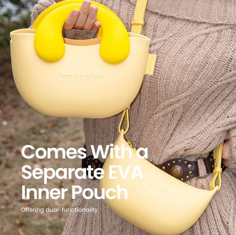 Le DUCKY mini sac cabas rond Fungoofun coloris Jaune - packshot