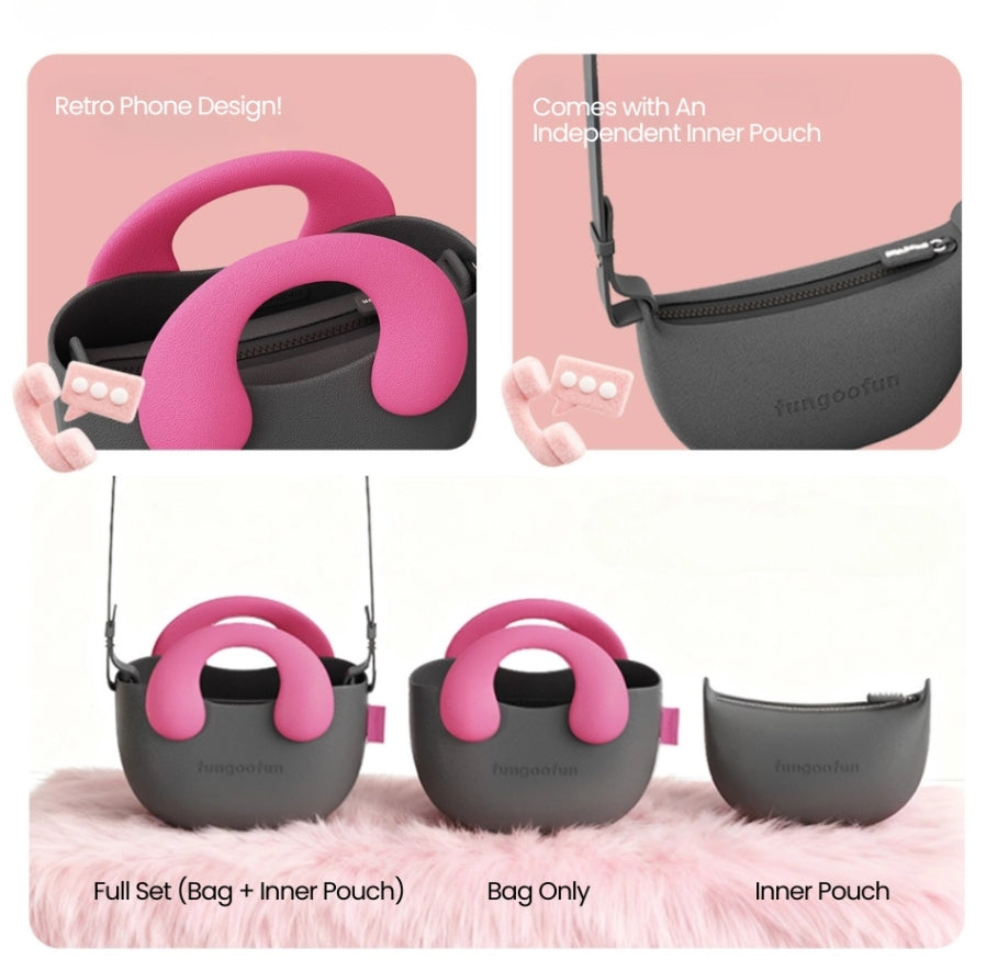 Le DUCKY mini sac cabas rond Fungoofun coloris Noir - packshot