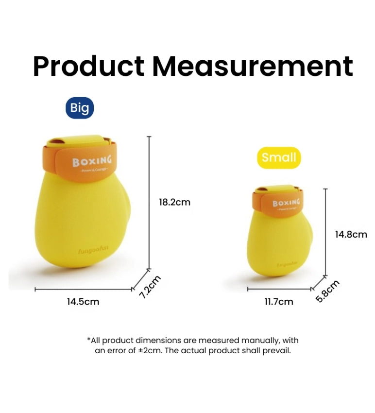Le PUNCHY Mini sac gant de boxe Fungoofun coloris Jaune avec dimensions