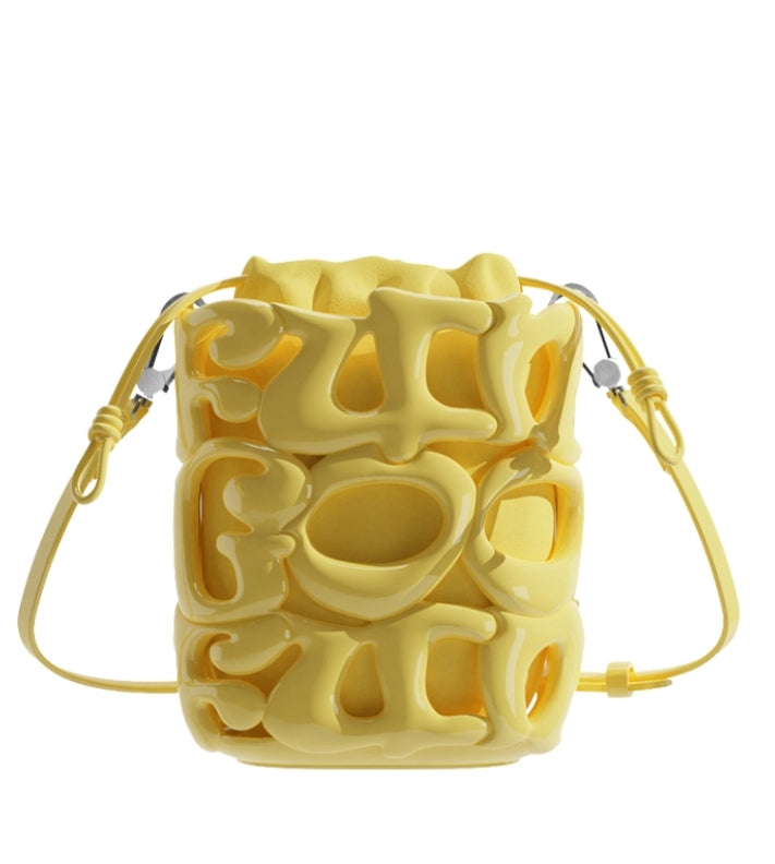 Le ALPHA - sac bucket vernis Fungoofun, coloris jaune