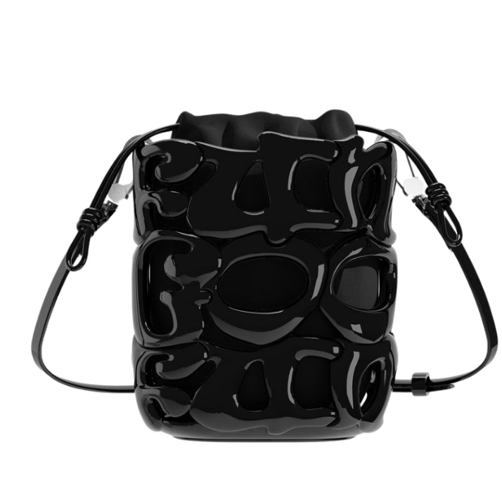 Le ALPHA - sac bucket vernis Fungoofun, coloris noir, vue détaillée
