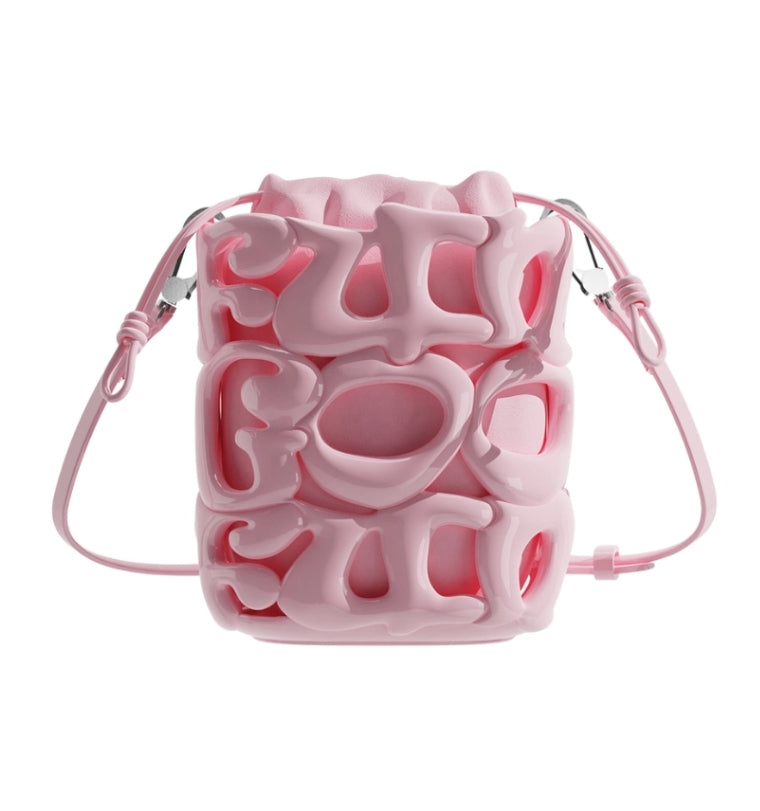 Le ALPHA - sac bucket vernis Fungoofun, coloris rose