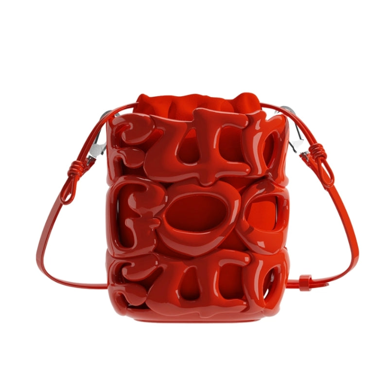 Le ALPHA - sac bucket vernis Fungoofun, coloris rouge, vue détaillée