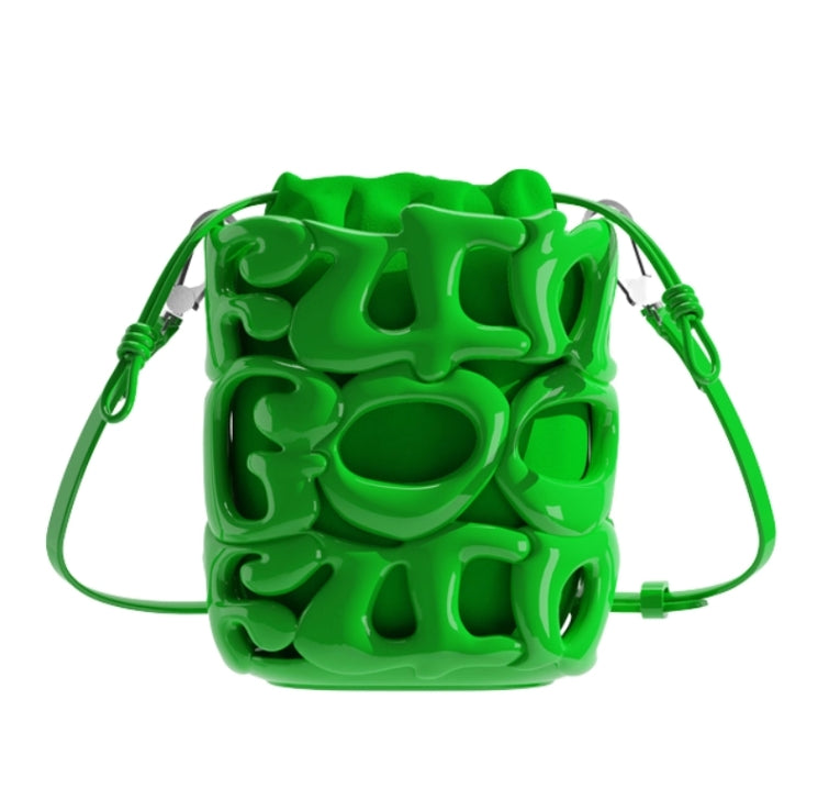 Le ALPHA - sac bucket vernis Fungoofun, coloris vert, vue détaillée